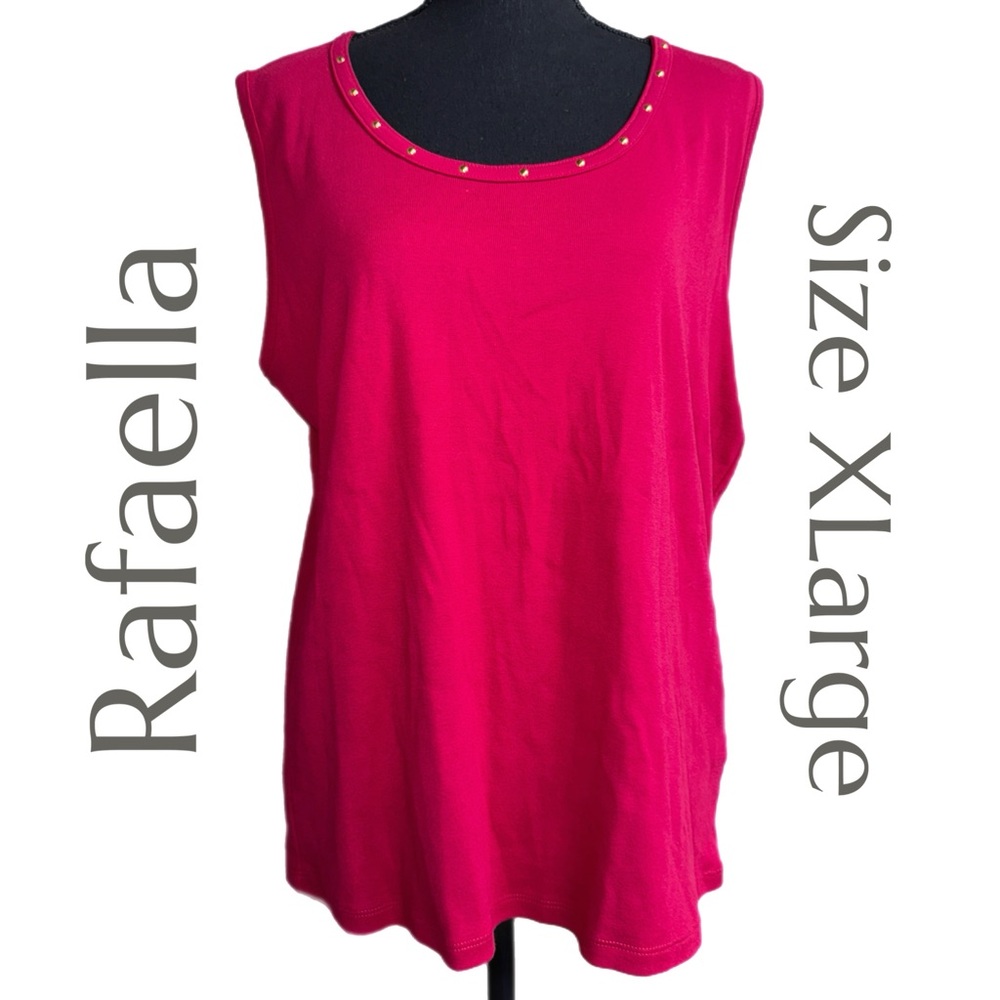 Rafaella - Embellished Trim Tank for Fall Layering - Rum Punch Color -‎ Size XL